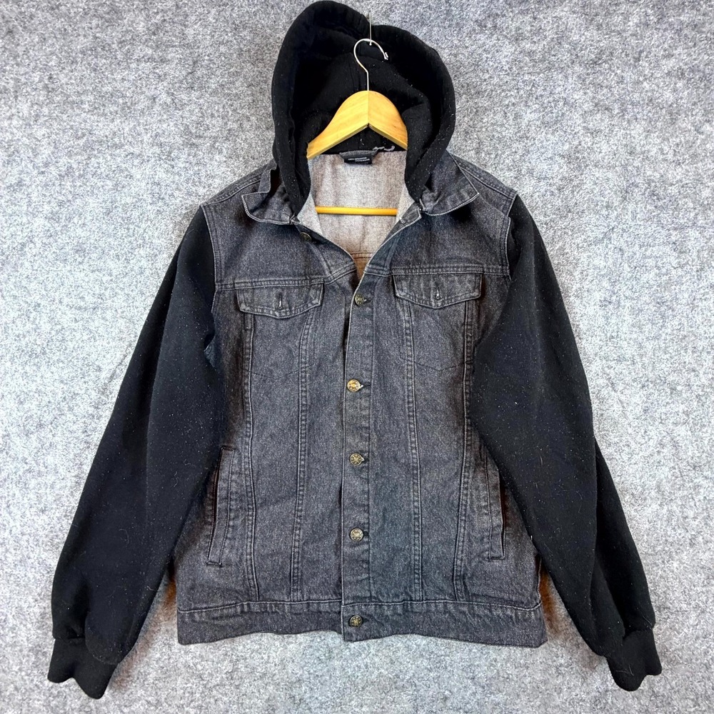 Original Deluxe Supply Hybrid Hoodie Jacket Mens Medium Gray Denim Grunge Hooded